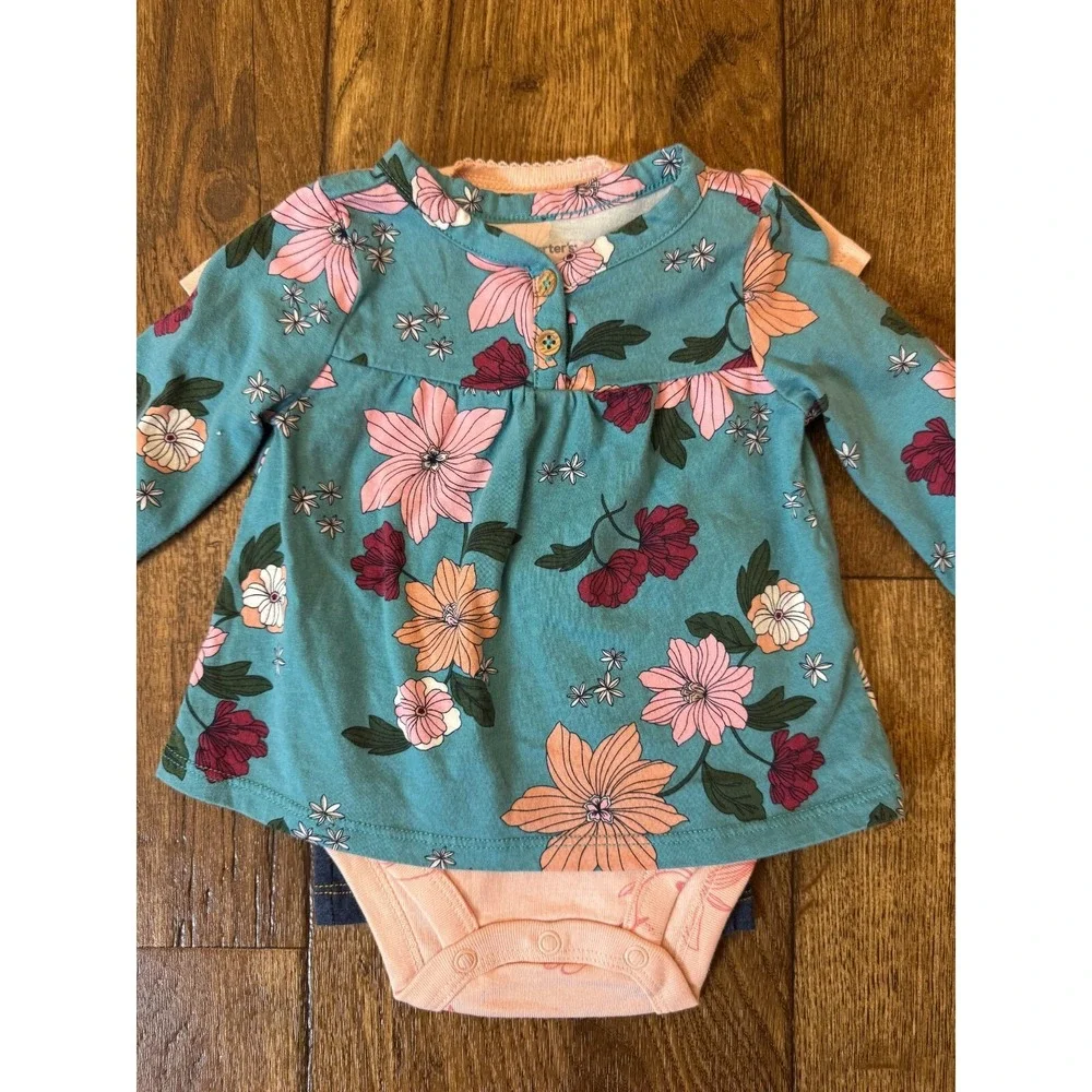 Carters Baby Girl 3 Months Outfits Ruffled Pants Jeans Shirts Spring Clothes Lot